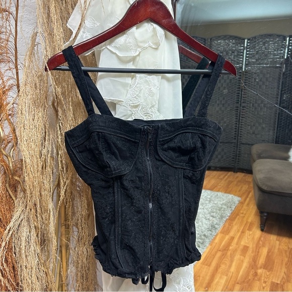 Tripp nyc Tops - TRIPP NYC Womens Corset Size Large Black Lace Tie up Bustier Retro Gothcore